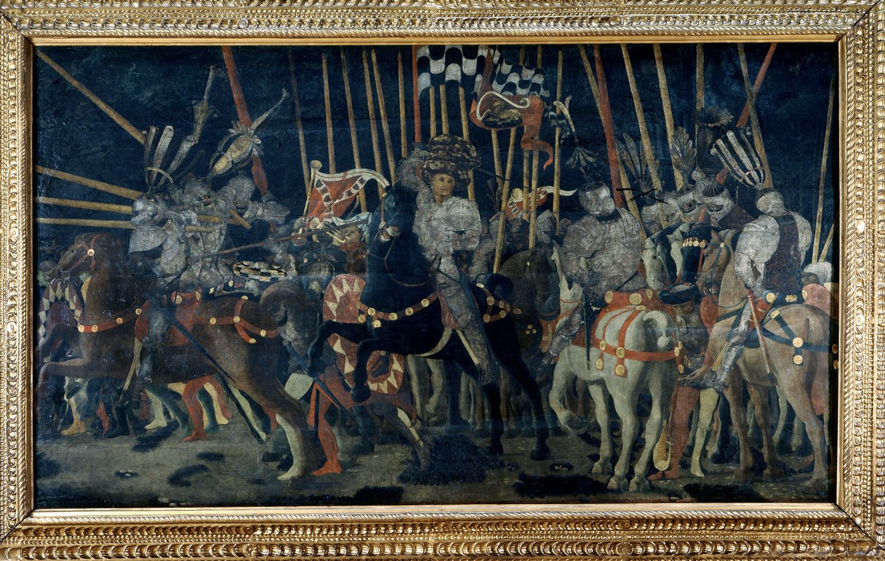 Micheletto da Cotignola (A San Romanói csata) ellentámadása. A második epizód Micheletto da Cotignola ellentámadását illusztrálja. Paolo di Dono dit Paolo Uccello festménye (1397-1475) alkotó: Paolo Uccello