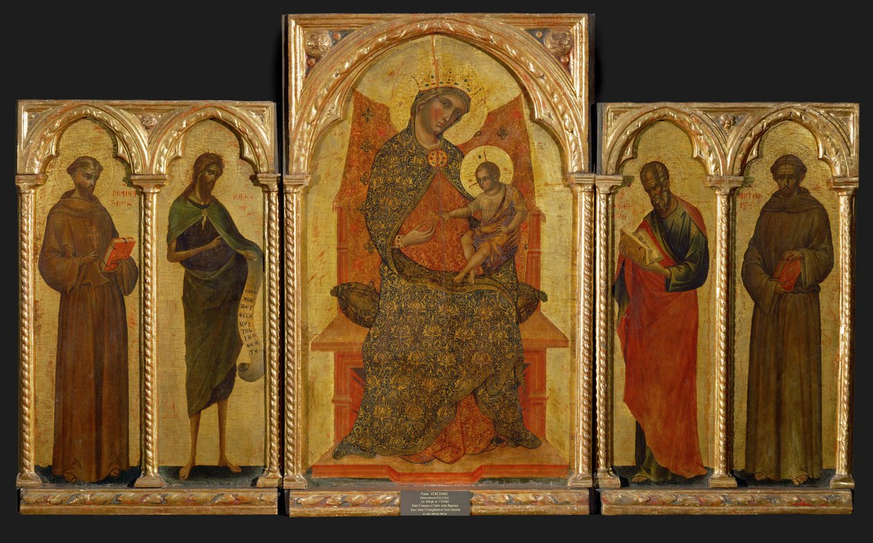Poliptichon. Középső panel: Madonna és gyermeke ... alkotó: Paolo Veneziano