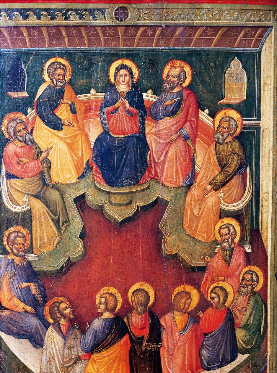 A tizenkét apostollal körülvett Szűz vagy Pünkösd, Paolo Veneziano (aktív 1333-1358) alkotó: Paolo Veneziano