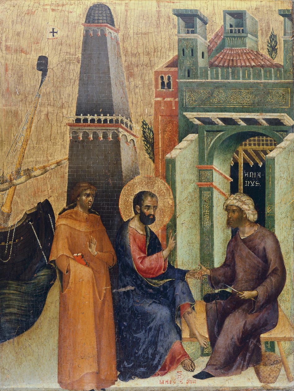 Az öregember gyógyulása, a Marciana hétköznapi oltár részlete, Paolo Veneziano (kb. 1300-kb. 1365) alkotó: Paolo Veneziano