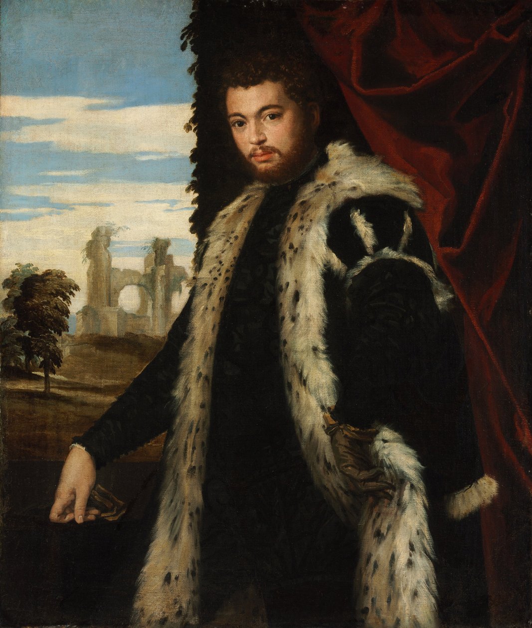 Egy hiúzbundát viselő fiatal férfi portréja alkotó: Paolo Veronese