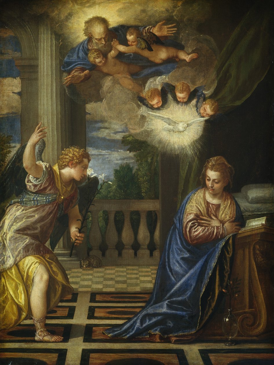 Az Angyali üdvözlet, c. 15831584 alkotó: Paolo Veronese