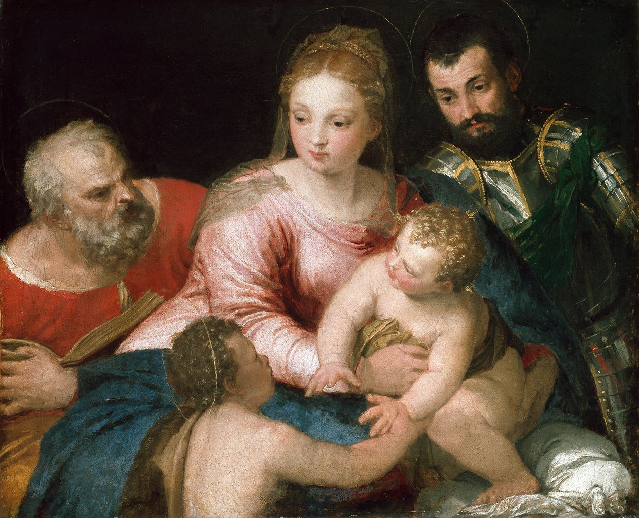 A Szent Család a fiatal Keresztelő Szent Jánossal és Szent Györggyel, az 1550-es évek eleje alkotó: Paolo Veronese