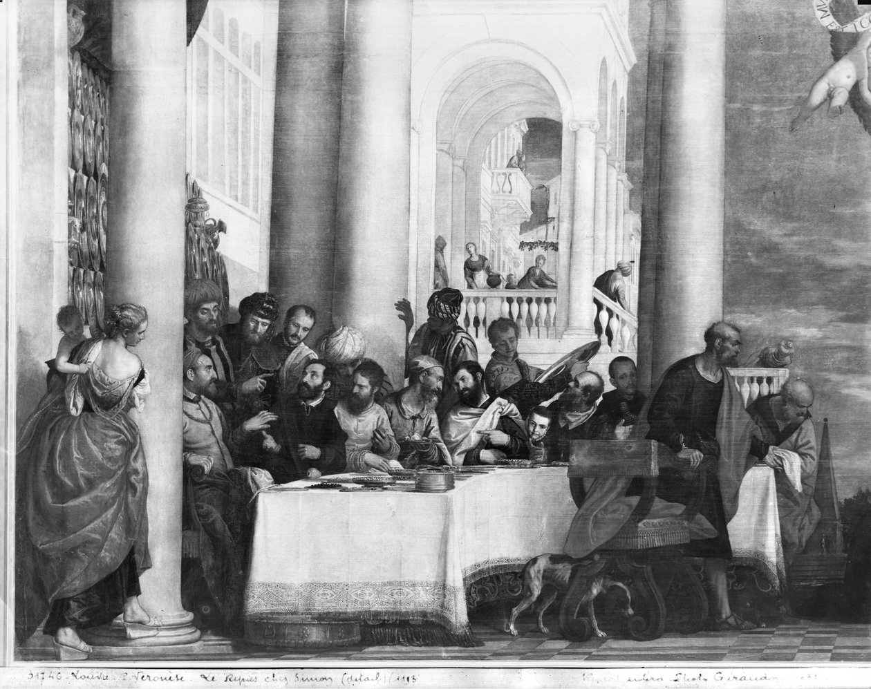 Az étkezés Simon farizeus házában, részlet a bal oldalról, 1570 alkotó: Paolo Veronese