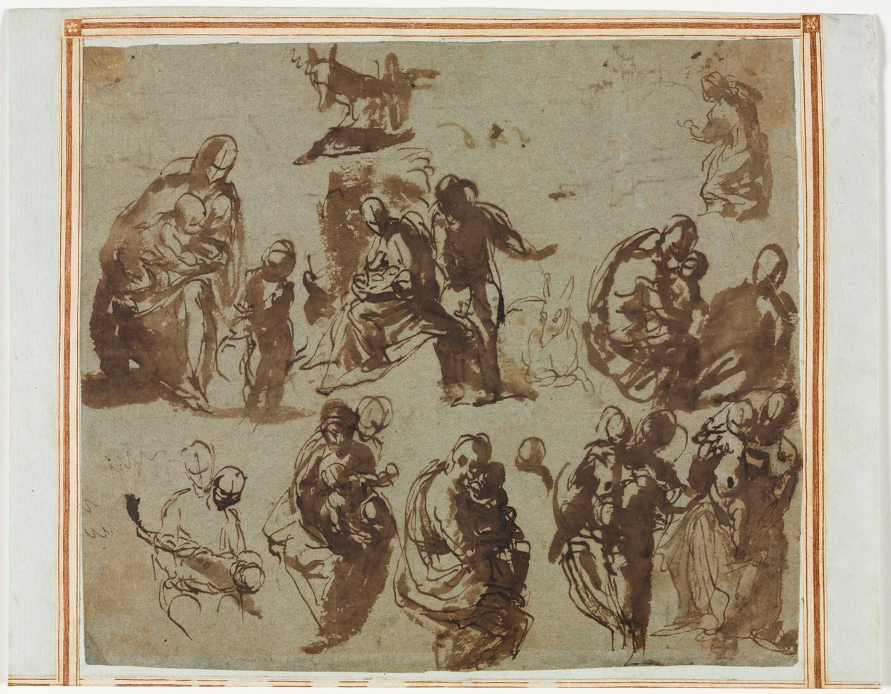 Különféle vázlatok a Madonnáról és a Gyermekről (recto) alkotó: Paolo Veronese