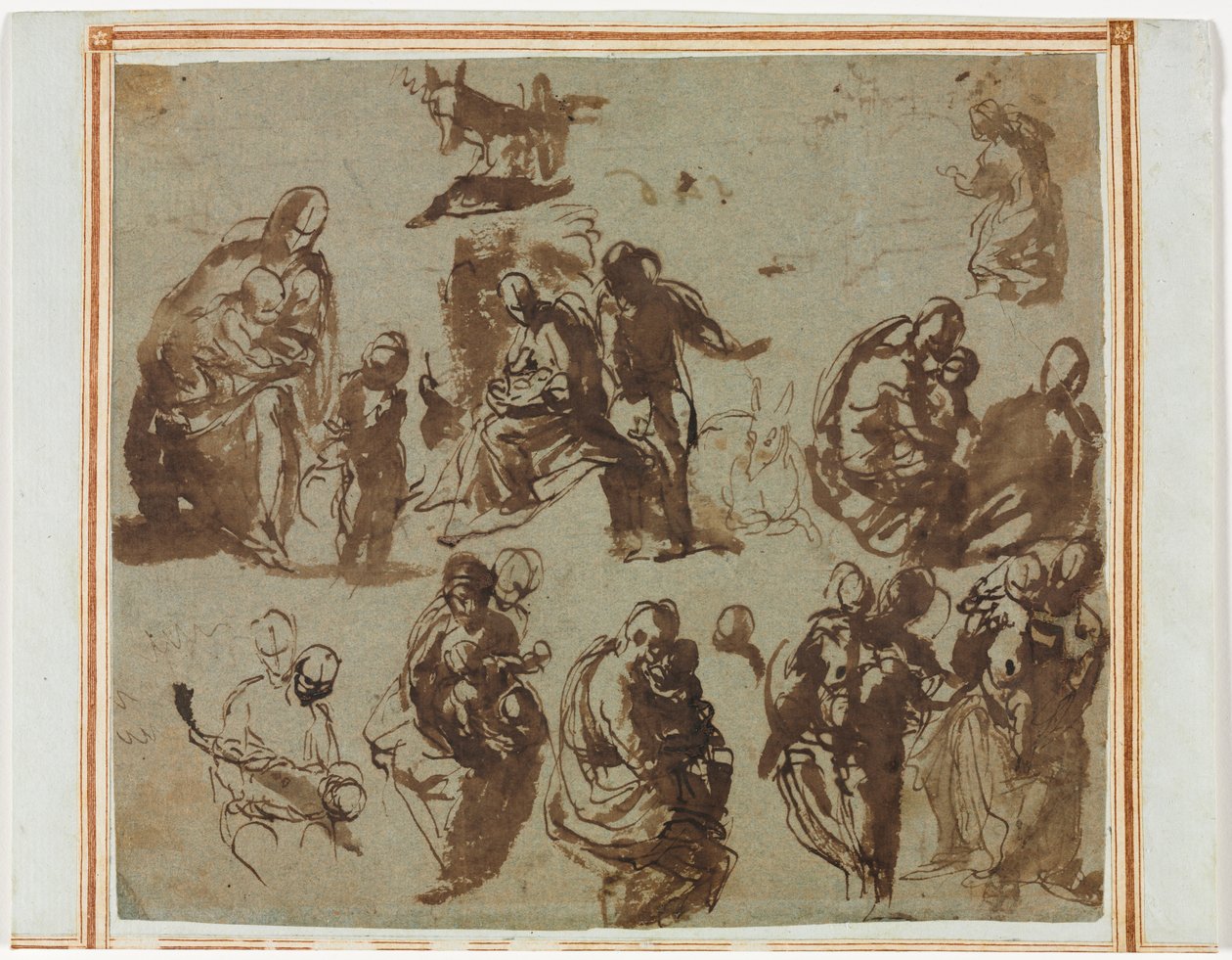 Különféle vázlatok a Madonnáról és a Gyermekről, c. 1580. alkotó: Paolo Veronese