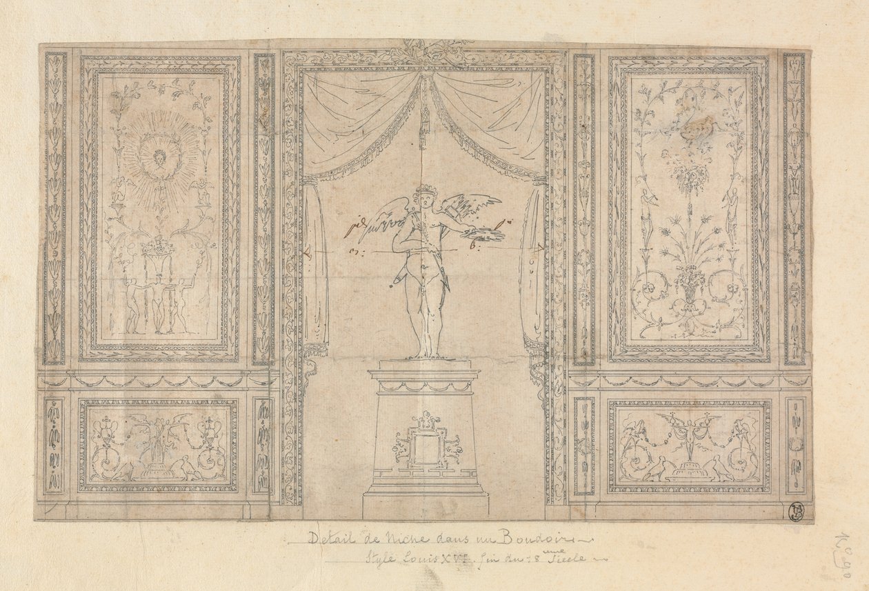 Ámor szobra egy falfülkében alkotó: Paolo Vincenzo Bonomini