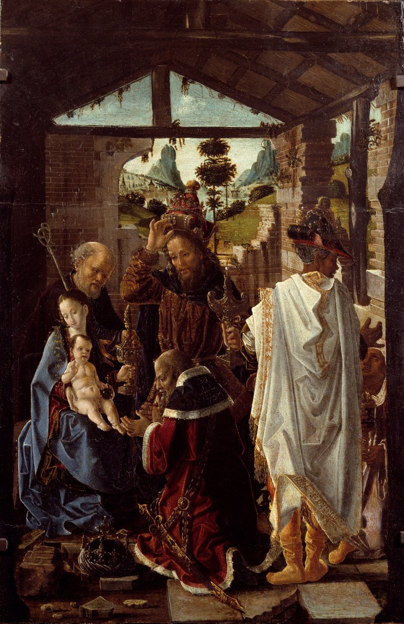 A mágusok imádása. (olaj, fa, 1582 körül) alkotó: Paolo de San Leocadio