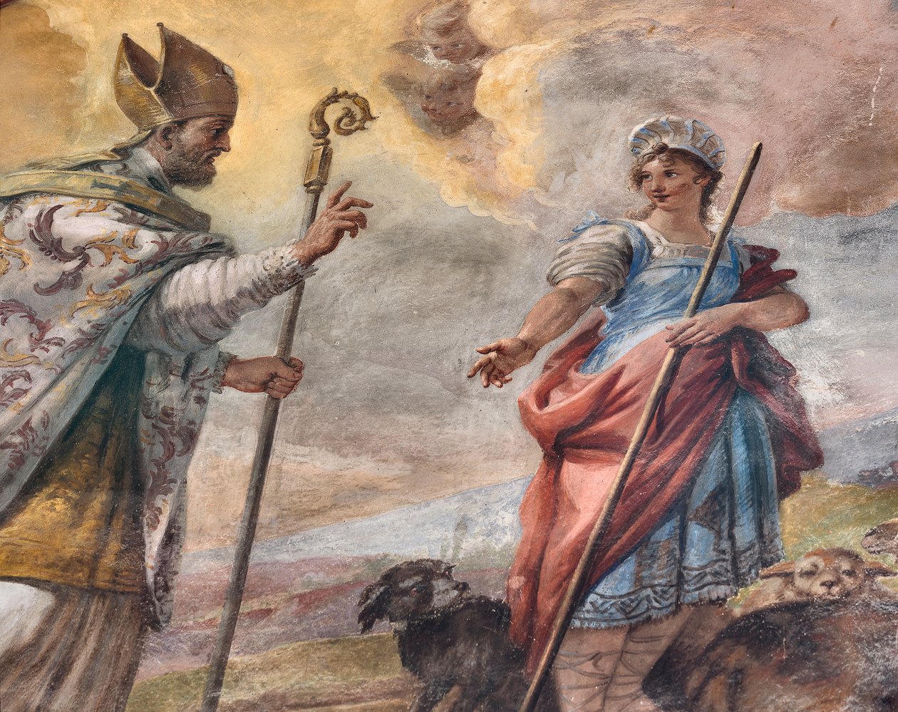 Paolo de Matteis 1714-ben készült freskói a boltozaton és a dobon, amelyek a Szent életét ábrázolják, San Cataldo kápolna a székesegyházban, Taranto, Olaszország (fotó). alkotó: Paolo di Matteis