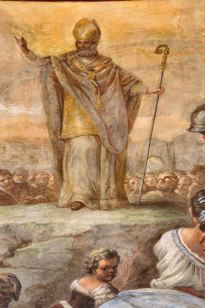 Paolo de Matteis 1714-ben készült freskói a boltozaton és a dobon, amelyek a Szent életét ábrázolják, San Cataldo kápolna a székesegyházban, Taranto, Olaszország (fotó). alkotó: Paolo di Matteis