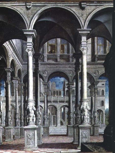 Angyali üdvözlet, építészeti részlet, 1545-50 (89723 részlet) alkotó: Paris Bordone