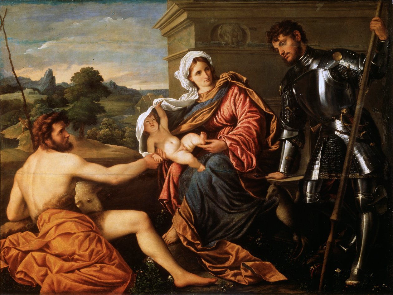 Madonna és gyermeke, Keresztelő Szent János és Szent György, 1530-as évek eleje alkotó: Paris Bordone