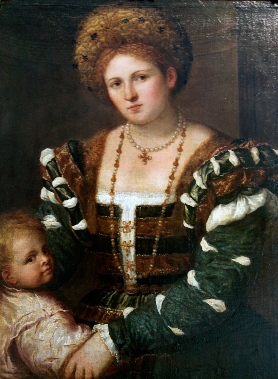 „Egy hölgy portréja fiával”, 1530-as évek közepe alkotó: Paris Bordone