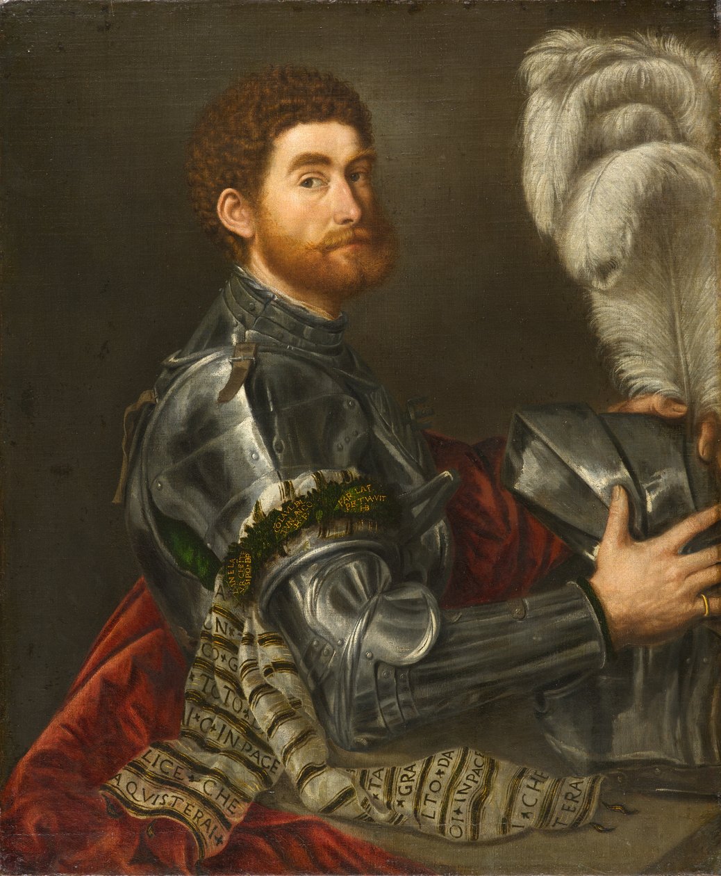 Páncélos férfi portréja, 1535-1540 körül alkotó: Paris Bordone