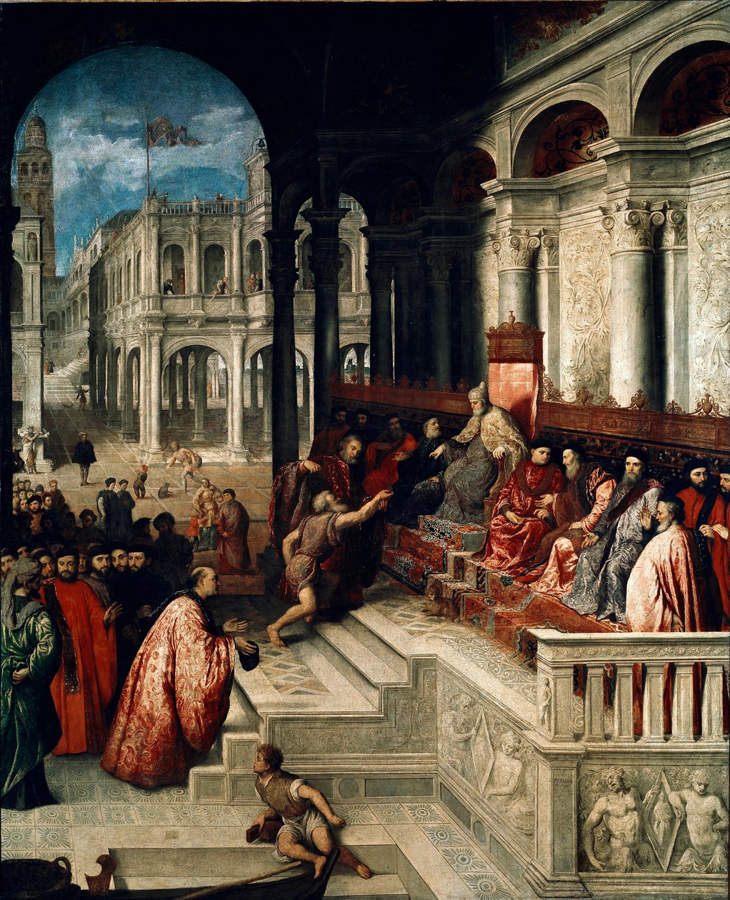 A dózsegyűrű átadása Gritti Andreának (1455-1538) Paris Bordon vagy Bordone festménye (1500-1571) 1540 kb. Galerie dell