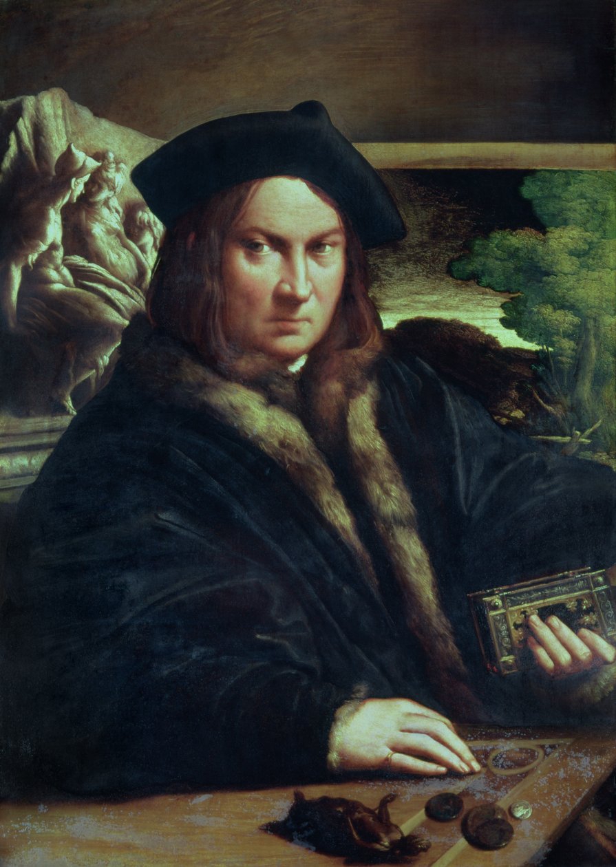 Egy svájcisapkát viselő úriember portréja alkotó: Parmigianino