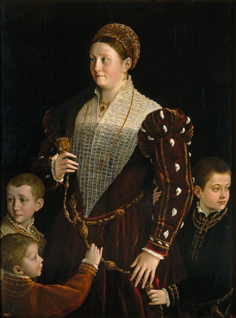 Camilla Gonzaga, Contessa di San Secondo, három fiával, 1534 körül (olaj, tábla) alkotó: Parmigianino