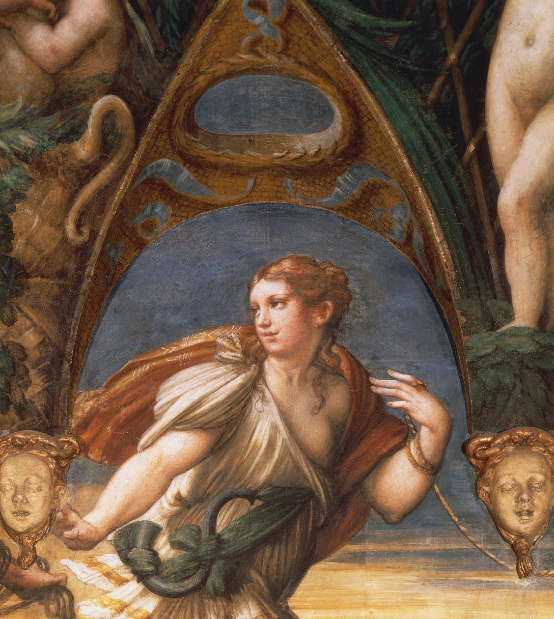 A lelkész által lefoglalt nimfa, Francesco Mazzola, Parmigianino (1503-1540) freskója. Részlet. Rocca Sanvitale, Fontanellato, Emilia Romagna. alkotó: Parmigianino