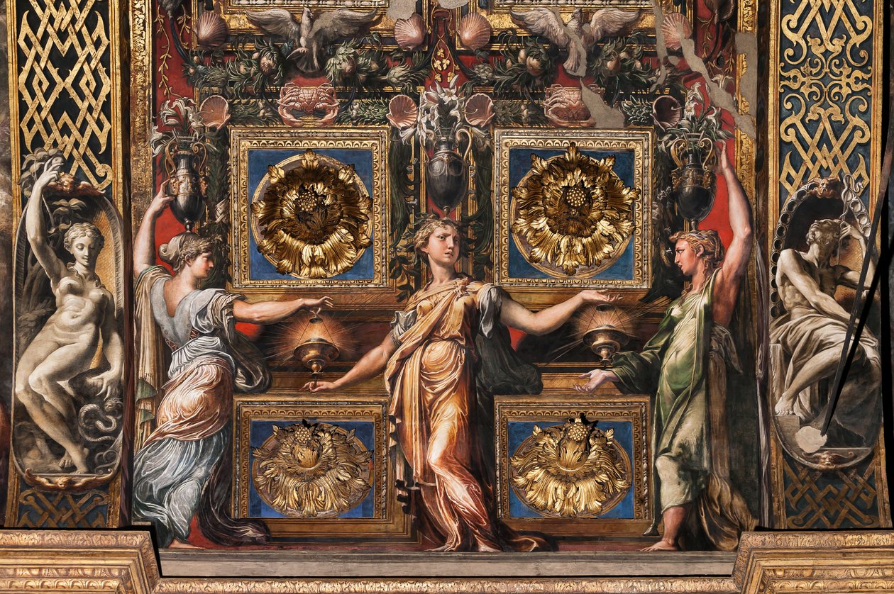 A három bölcs szűz és három bolond szűz, részlet a 3660863-ból alkotó: Parmigianino