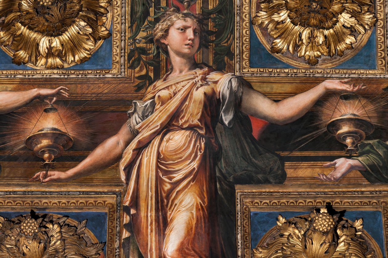 A három bölcs szűz és három bolond szűz, részlet a 3660863-ból alkotó: Parmigianino