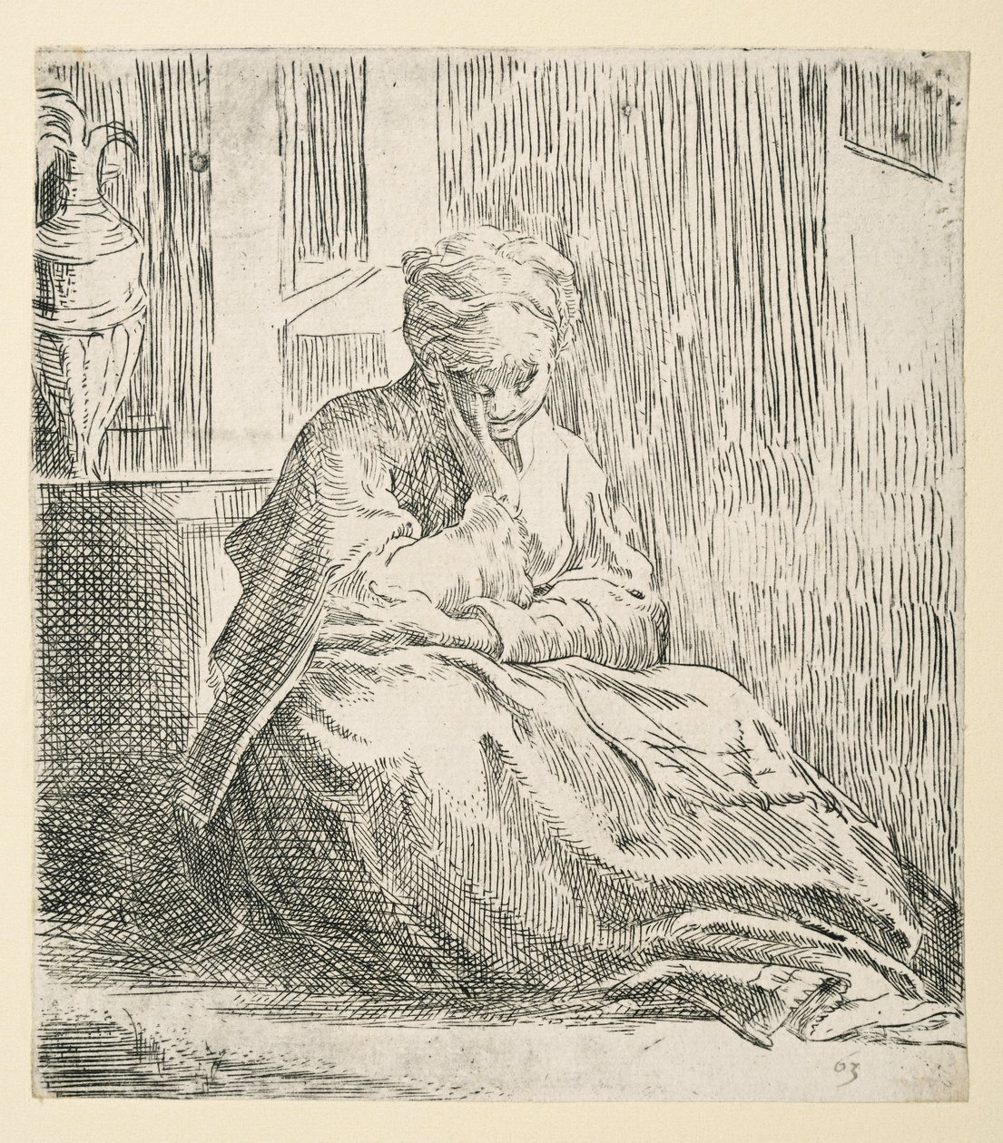 A földön ülő nő, Saint Thais (rézkarc) néven ismert alkotó: Parmigianino