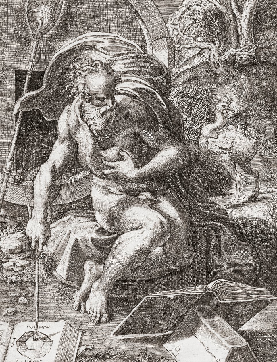 Diogenész, Kr.e. 3. századi görög filozófus (metszet) alkotó: Parmigianino 