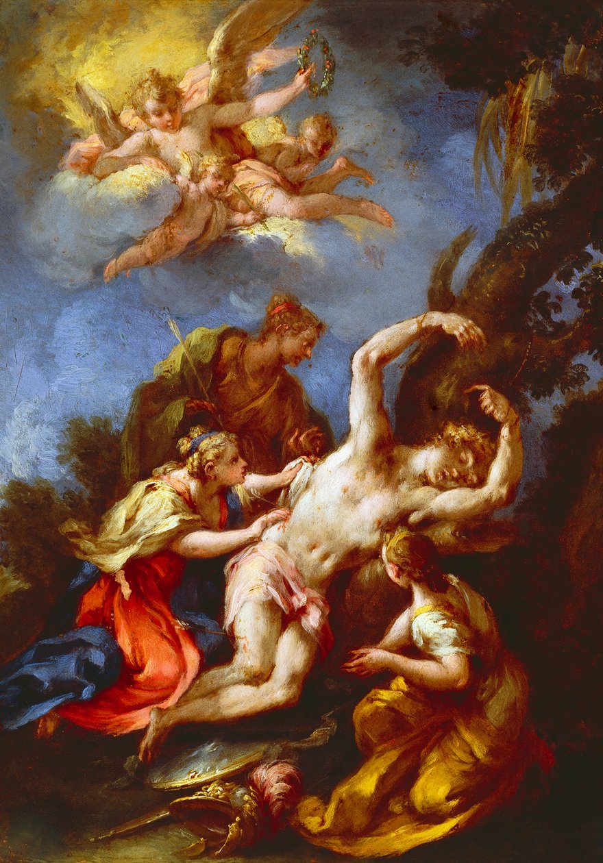 Szent Sebestyén, a Szent Nők jelenléte, Michele Rocca, más néven il Parmigianino, olaj, vászon, 48x37 cm alkotó: Parmigianino