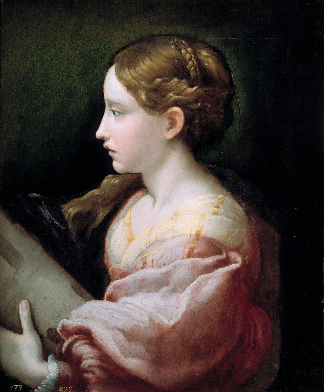 "" Sainte Barbe "" Peinture de Francesco Mazzola The Parmigianino dit Le Parmesan (1503-1540) vers 1522 Museo del Prado, Madrid alkotó: Parmigianino