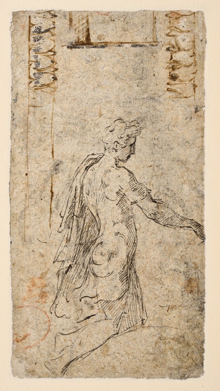 Tanulmány egy térdelő fiatalemberről (fordítva) alkotó: Parmigianino