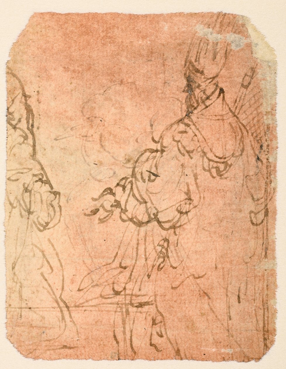 Két térdelő férfi vallásos ruhában (verso) alkotó: Parmigianino