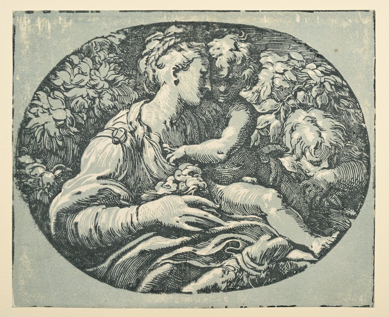 Szűz és gyermek a csecsemő Szent Jánossal (tinta (fekete és kék-zöld) papíron) alkotó: Parmigianino