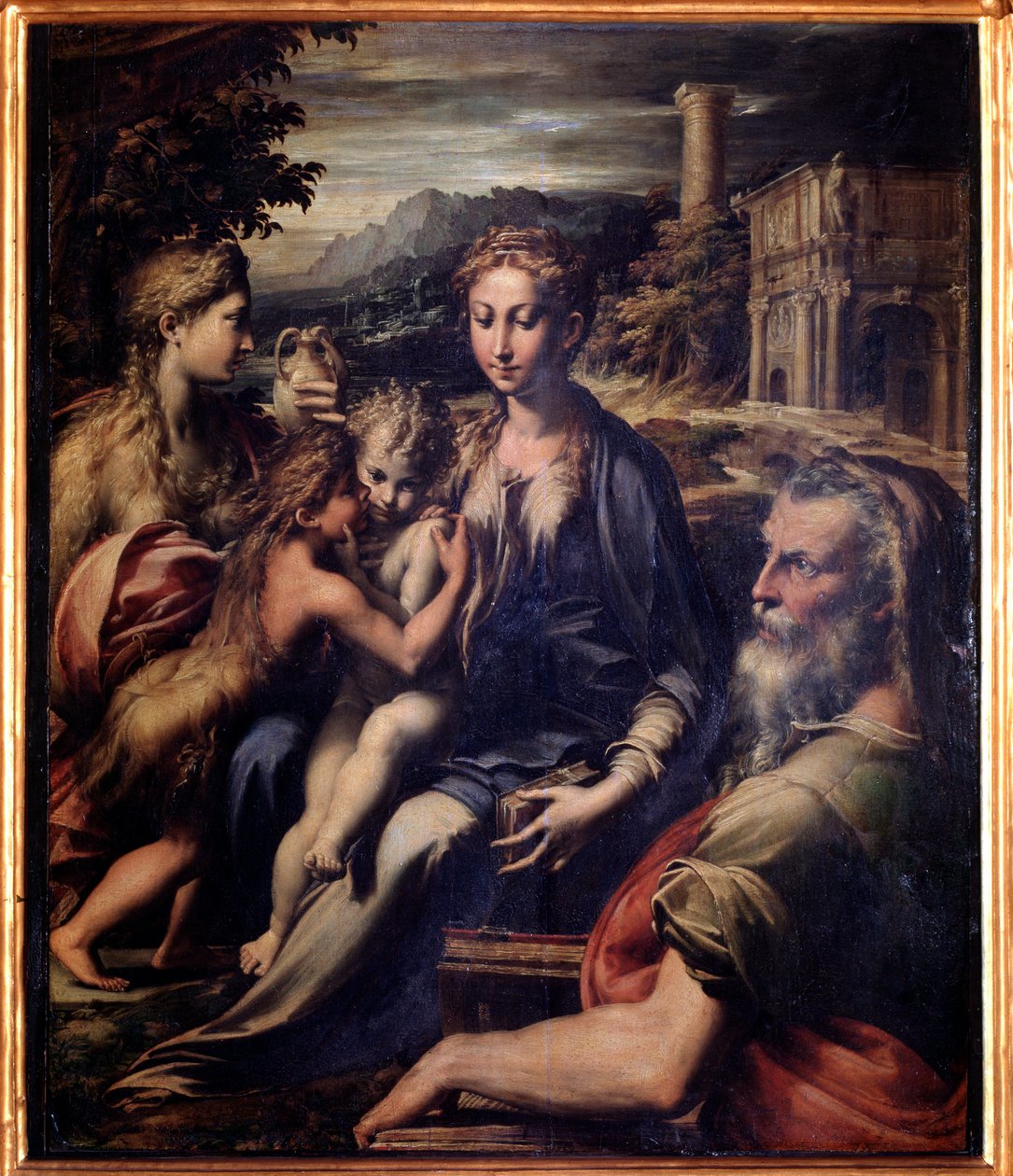Szűz gyermekkel, Keresztelő Szent János, Magdolna és Zakariás - olajtábla, c. 1530 alkotó: Parmigianino