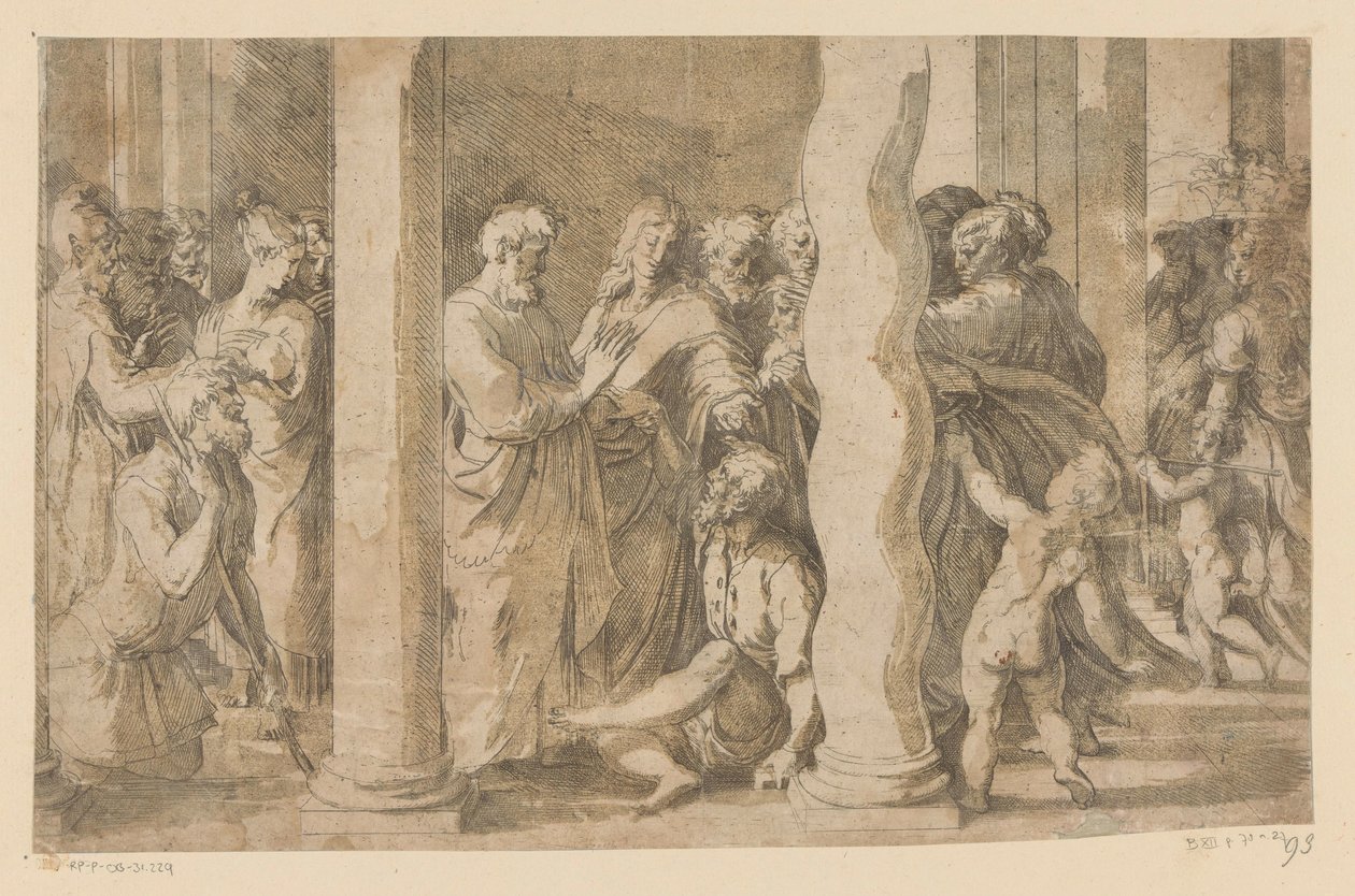 Szent Péter és János meggyógyítják a bénultakat alkotó: Parmigianino (attributed to)