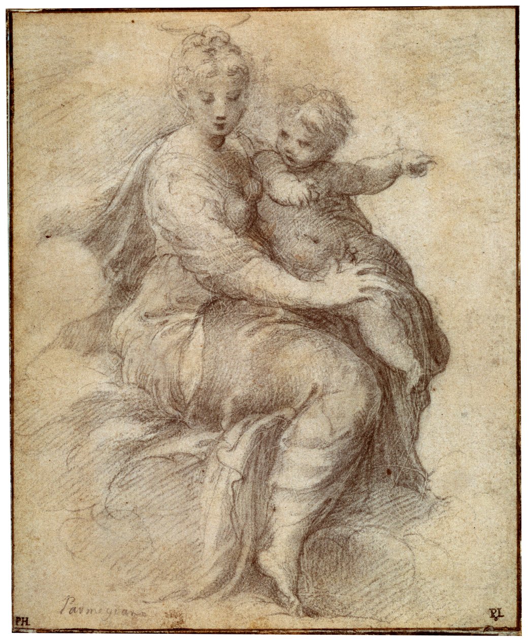 Madonna és gyermek a felhőkön, c1525 alkotó: Parmigianino