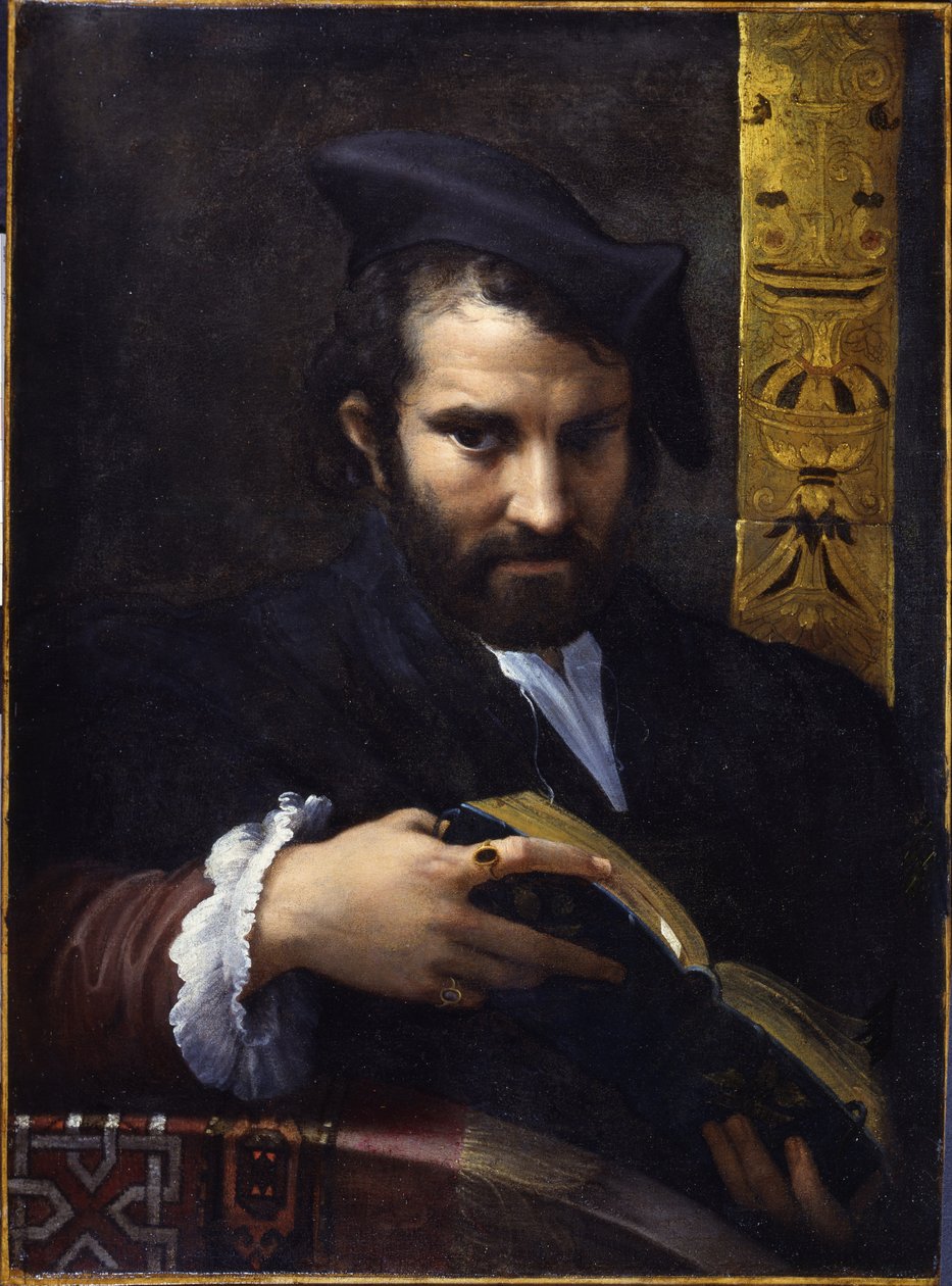 Férfi portréja könyvvel, 1524 körül. alkotó: Parmigianino