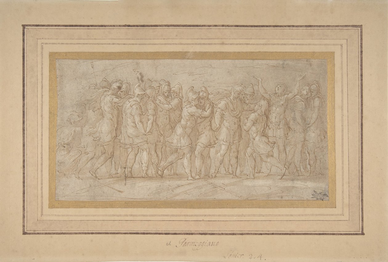 Római vagy görög harcosok ünnepelnek a győzelem után., 1503-40. alkotó: Parmigianino