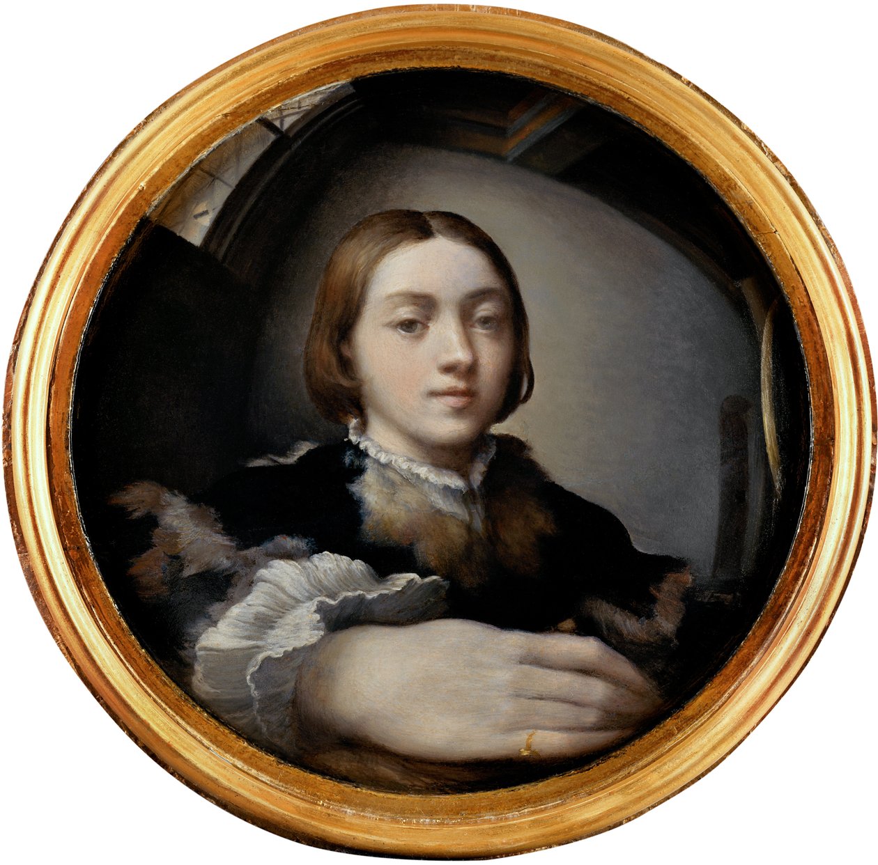 Önarckép domború tükörben, 1524 körül alkotó: Parmigianino