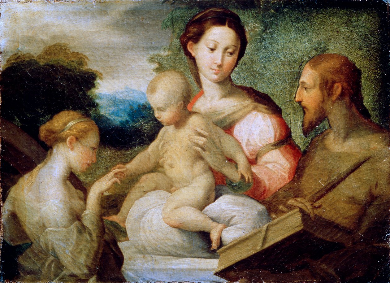 Szent Katalin misztikus házassága, az 1520-as évek vége alkotó: Parmigianino