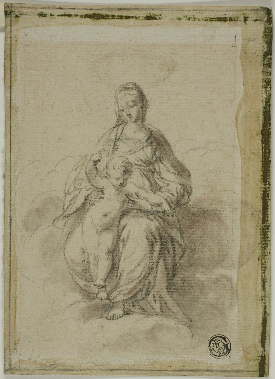 Szűz és gyermeke felhőkön ülve alkotó: Parmigianino