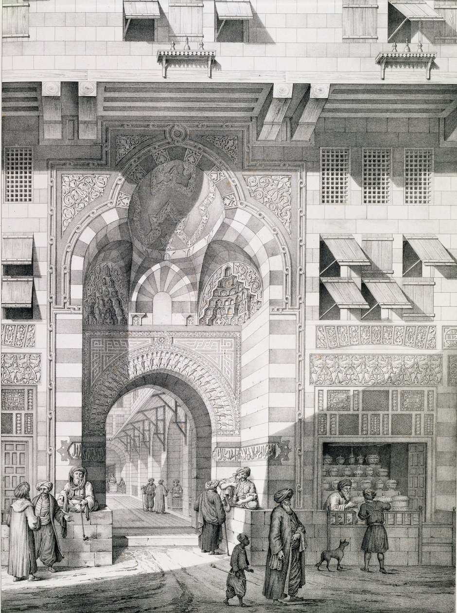 Kilátás Okal Kaid-Bey ajtajára, a „Kairói műemlékek és épületek” című művéből, Emile Edmond Olivier (1800-64) metszete, Letronne, Párizs, 1829 alkotó: Pascal Xavier Coste