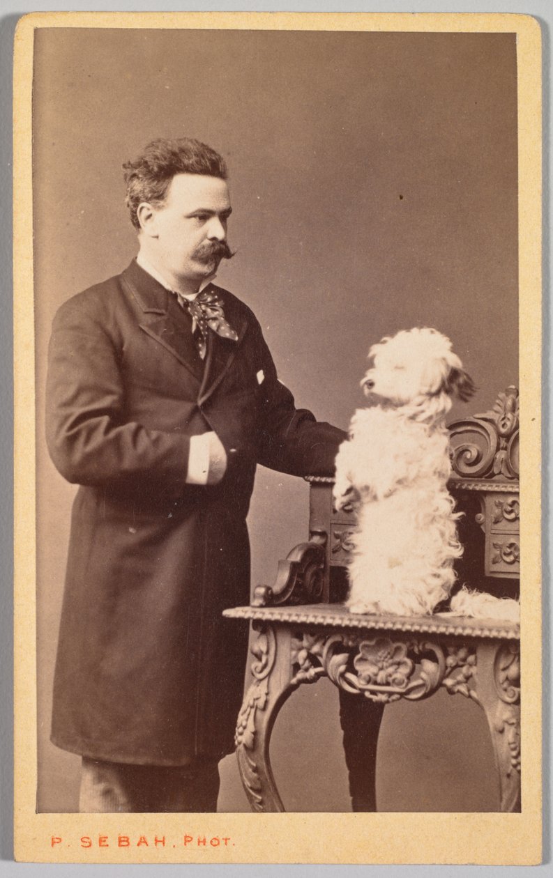 Portré egy emberről és a kutyájáról, c. 1880. alkotó: Pascal Sébah
