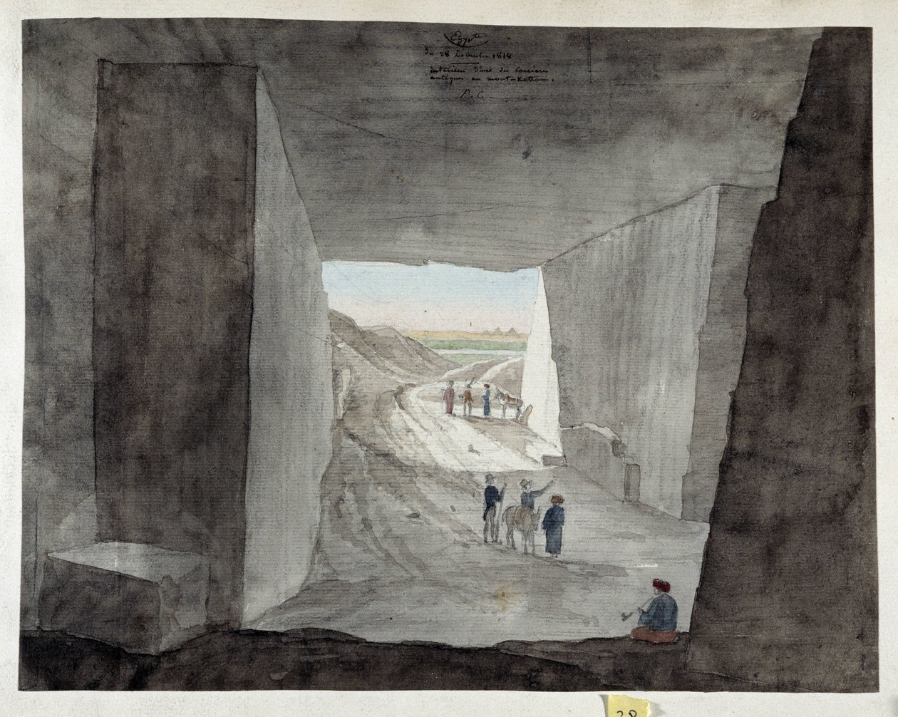 Egyiptom. Belső nézet egy kőbánya a Mount Kattan alkotó: Pascal Xavier (after) Coste