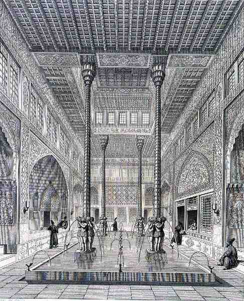 Az iszfaháni Chahar Bagh palota belseje a „Voyage Pittoresque of Persia”-ból, Claude Sauvageot (1832-85) és Jean Charles Huguet (szül. 1815) metszete, Lemercier, Párizs. alkotó: Pascal Xavier (after) Coste