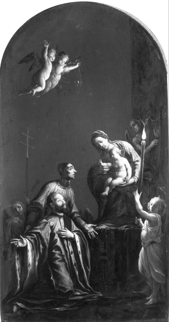 A Madonna Szent Lorenzo Giustinianival és egy velencei nemessel alkotó: Pasquale Ottino