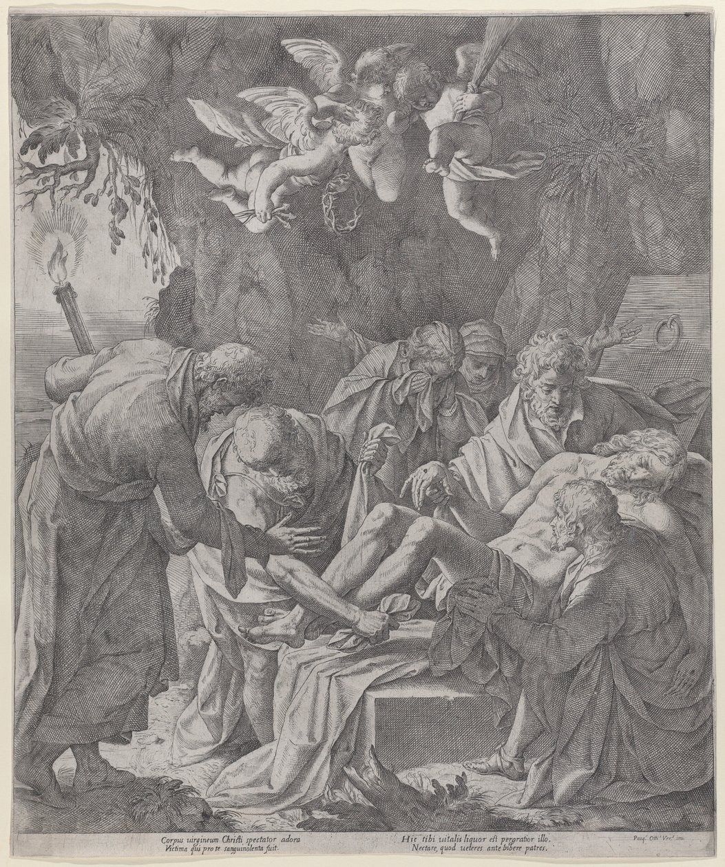 Krisztust a sírba fektetik, miközben a Szűz ott áll és sírva áll mögötte, 1600-30., 1600-30. alkotó: Pasquale Ottino