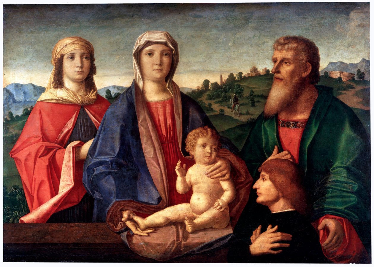 „Madonna és gyermeke szentekkel és adományozóval”, c1504 alkotó: Pasqualino Veneto