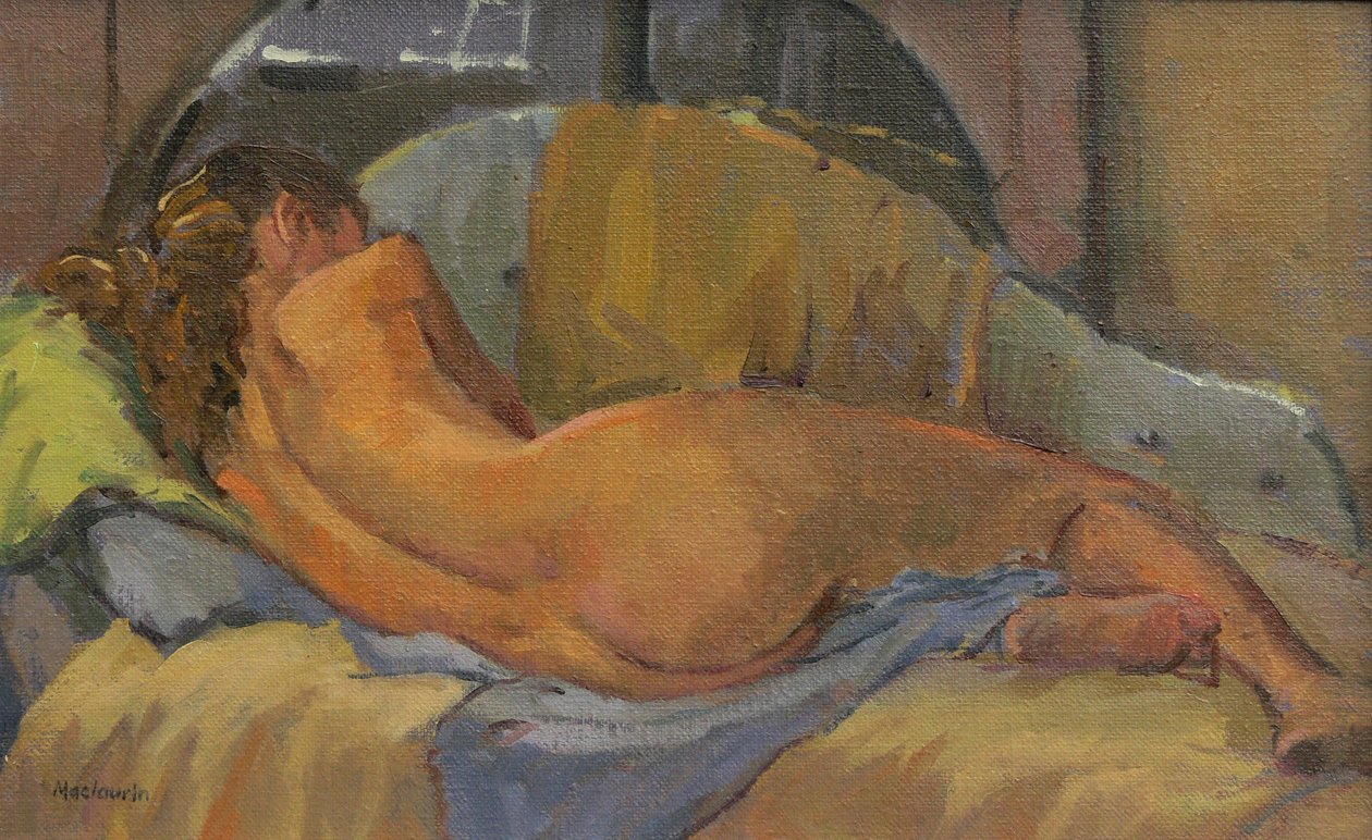 Akt heverőn, 2009 (olaj a kanapén) alkotó: Pat Maclaurin