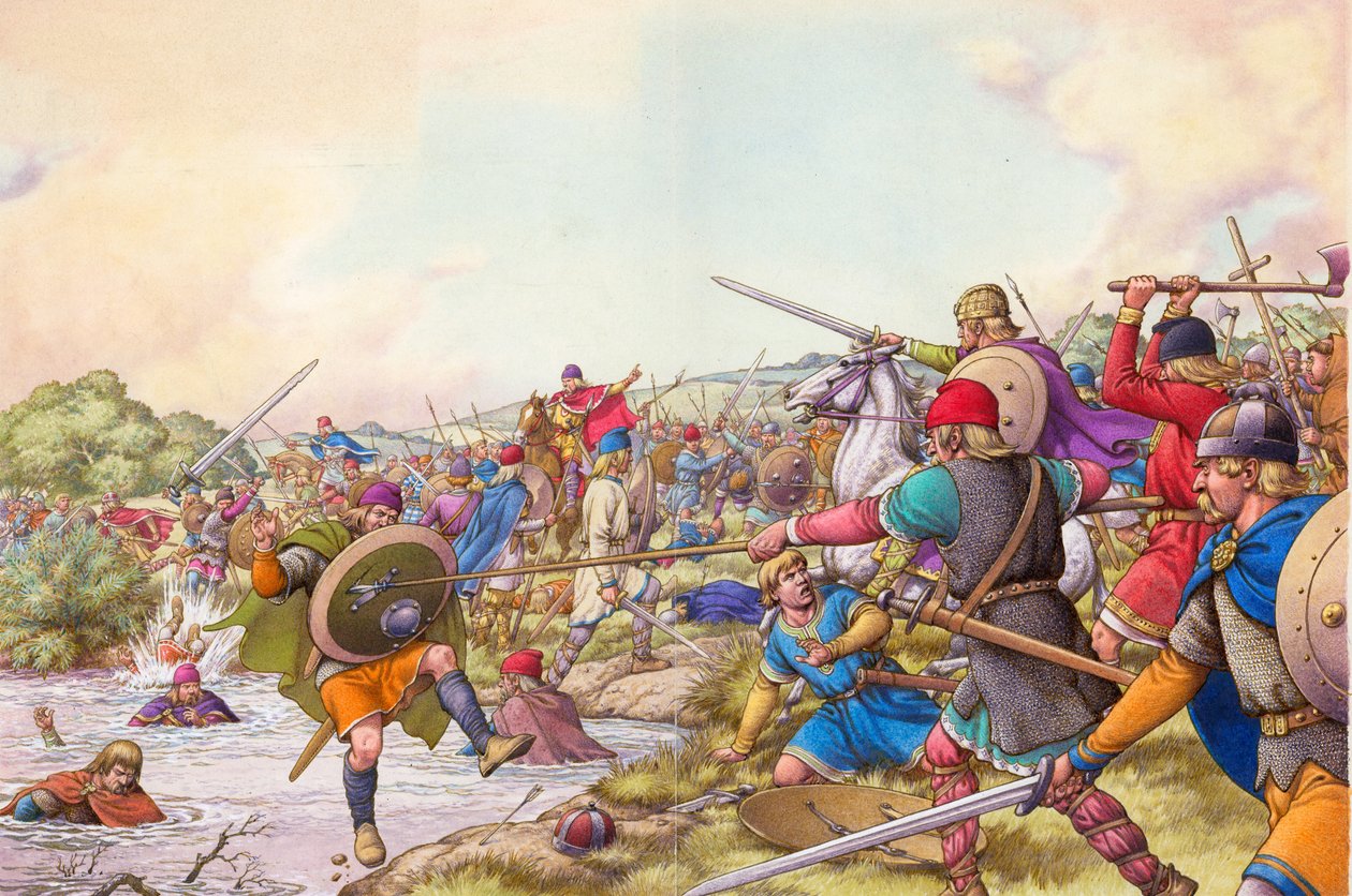 Battle of the Winwaed (gouache, papír) alkotó: Pat (1907 95) Nicolle