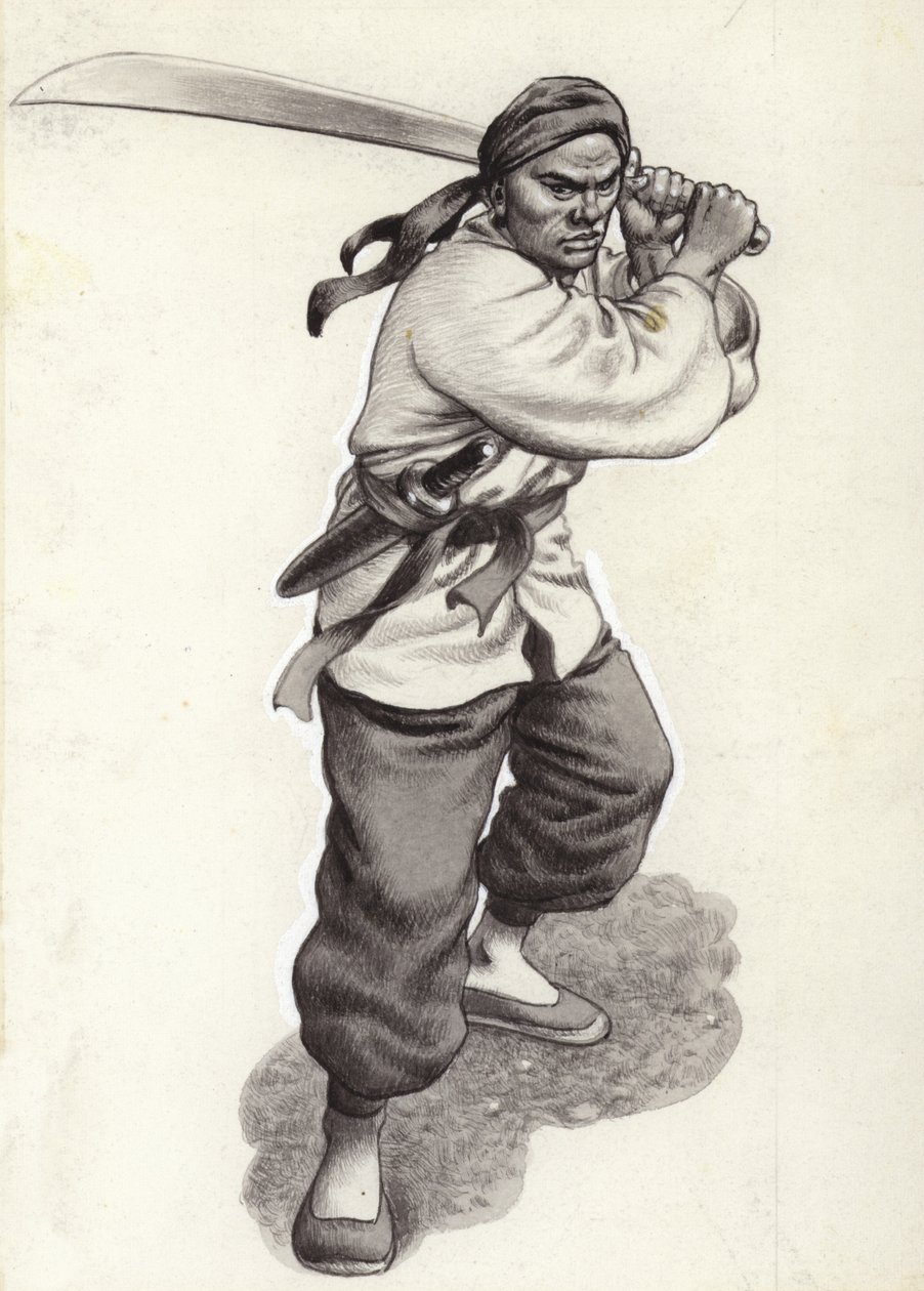 Kínai boxer harcos (gouache, papír) alkotó: Pat (1907 95) Nicolle
