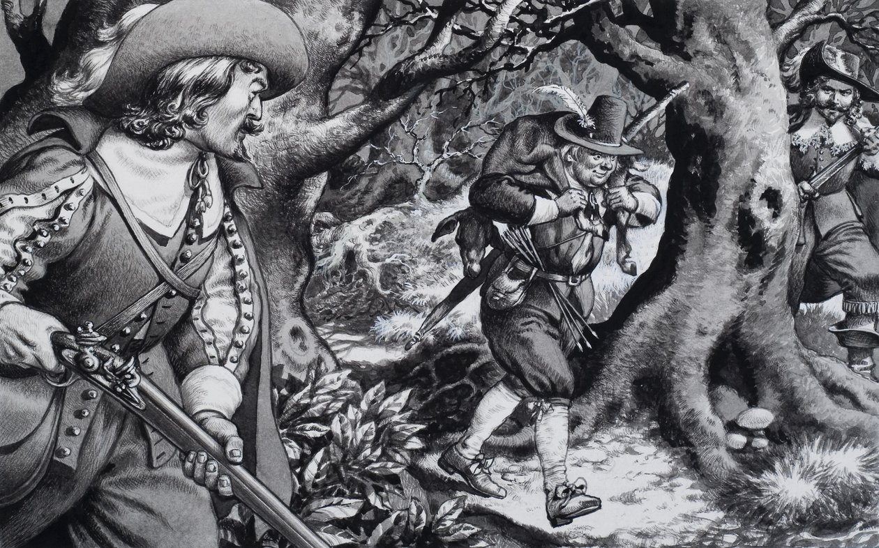 Tizenhetedik századi orvvadász (gouache, papír) alkotó: Pat (1907 95) Nicolle